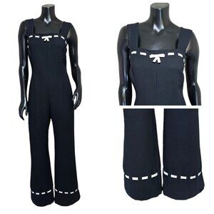 Linea Domani Womens 10 Black White Bow Rockabilly Retro‎ Jumpsuit Pinup VLV Viva